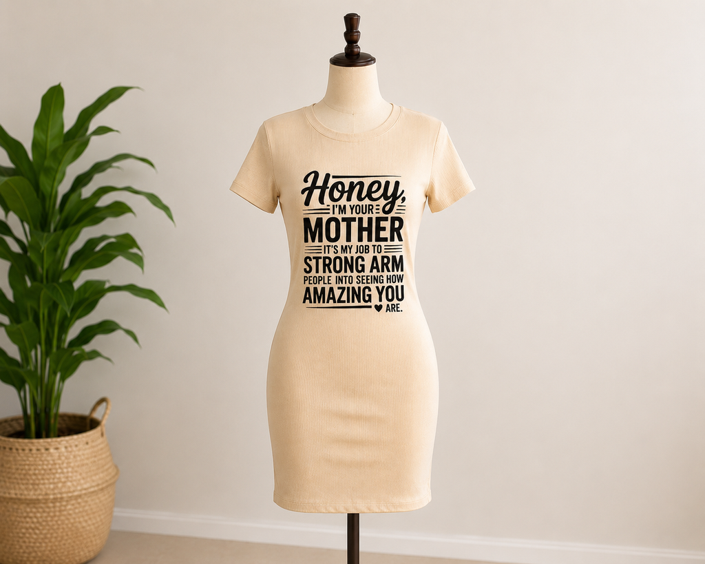 Beige Short-sleeve Dress