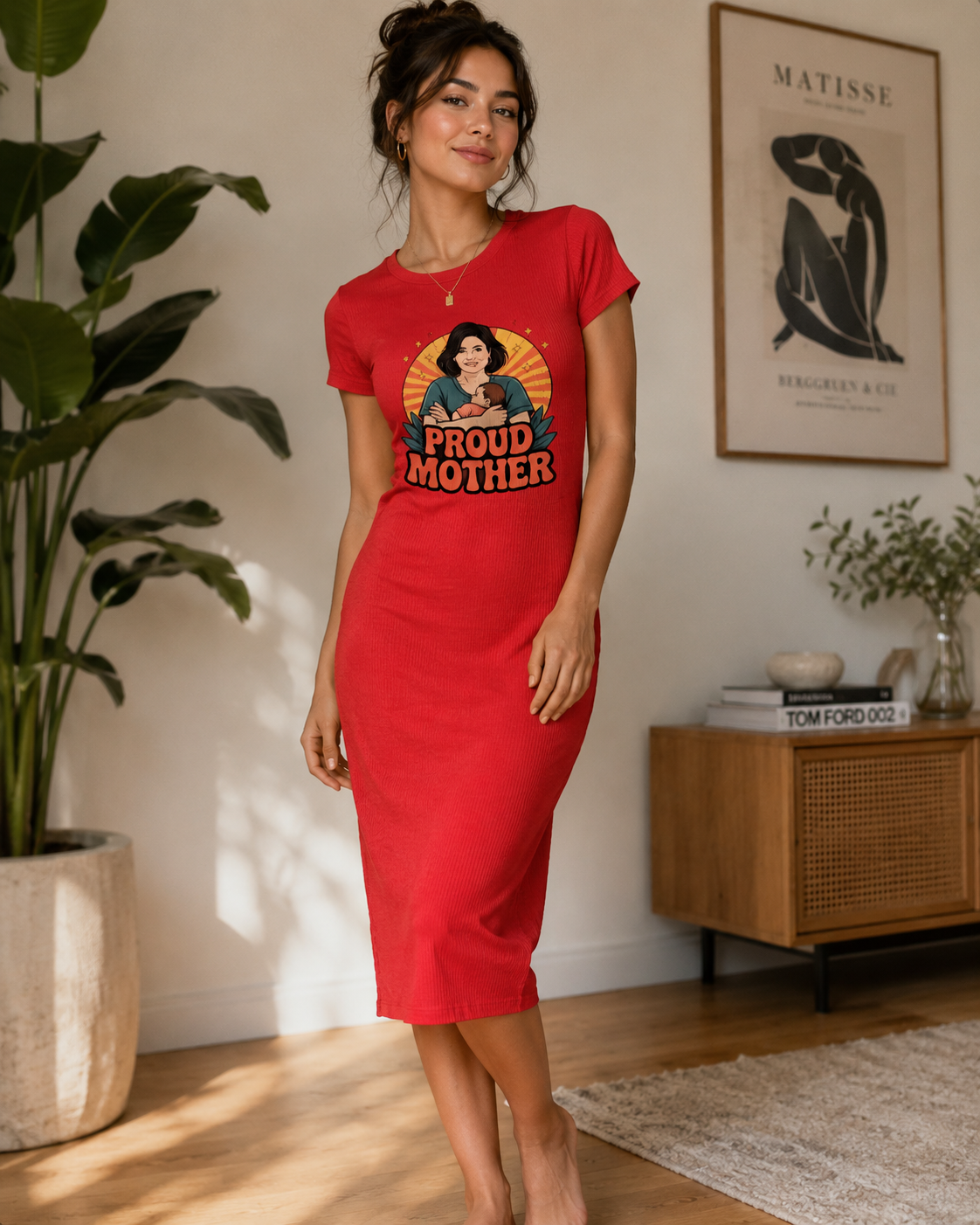 Short-Sleeve Red Dress